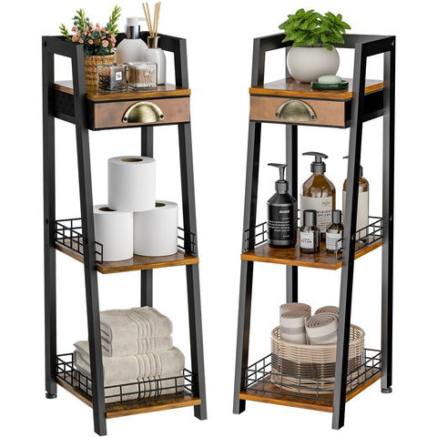 Keomaisyto narrow shelf with drawer, top view, space-saving corner storage.
