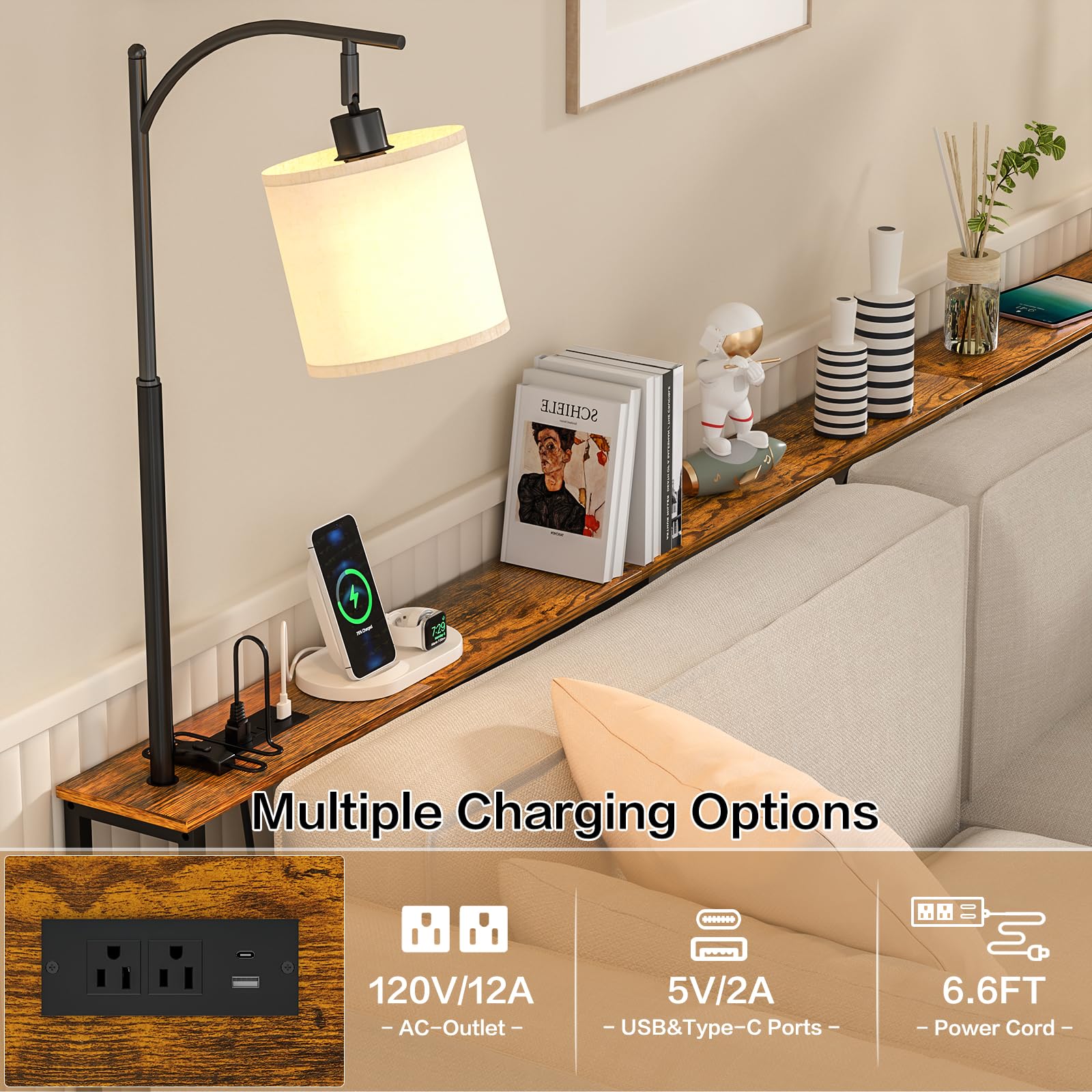 Keomaisyto skinny console table lamp rotates for customizable lighting.
