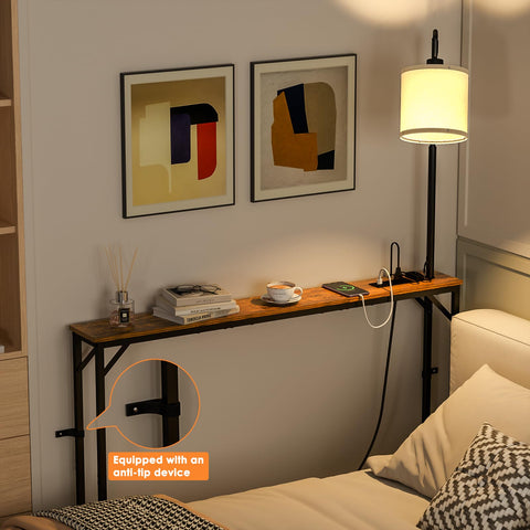 Keomaisyto skinny console table with 3-color LED bulb offers adjustable ambiance.