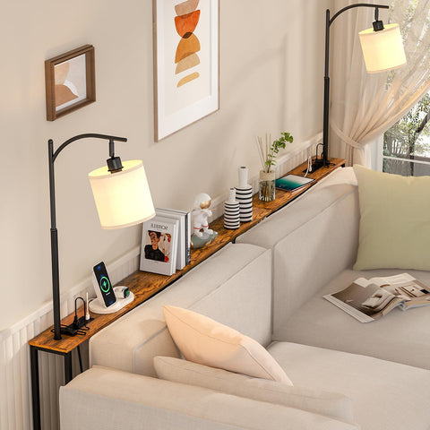 Keomaisyto skinny console table 5.9-inch width fits behind sofas.