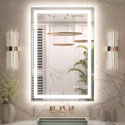 Keonjinn 24x36 lighted bathroom mirror frontlit-backlit showing even brightness for daily routines.