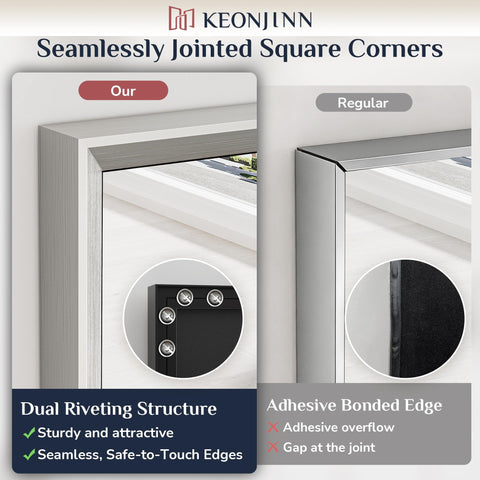 Keonjinn aluminum frame resists moisture and rust in humid bathrooms.