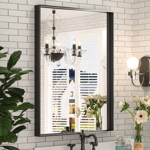 Keonjinn black bathroom mirror 22x30 over sink adds modern style to vanity