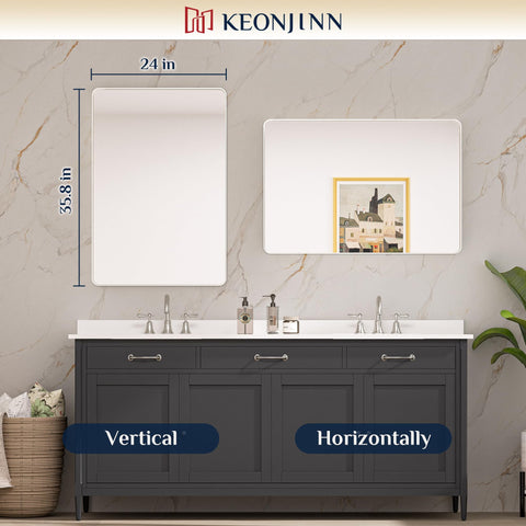 Keonjinn matte black finish mirror pairs with contemporary or rustic decor.