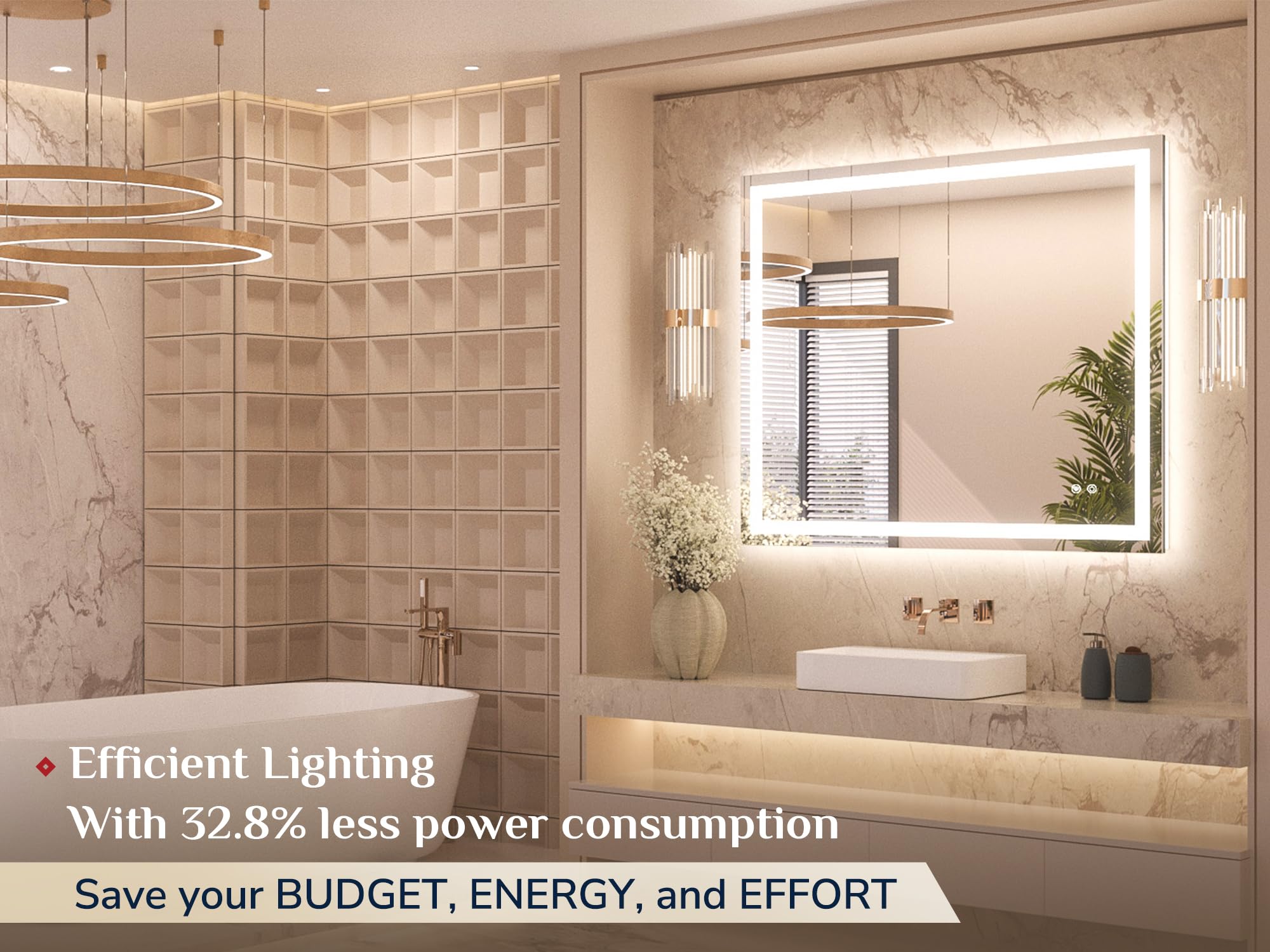 Keonjinn LED mirror with stepless dimming adapts brightness for different routines.