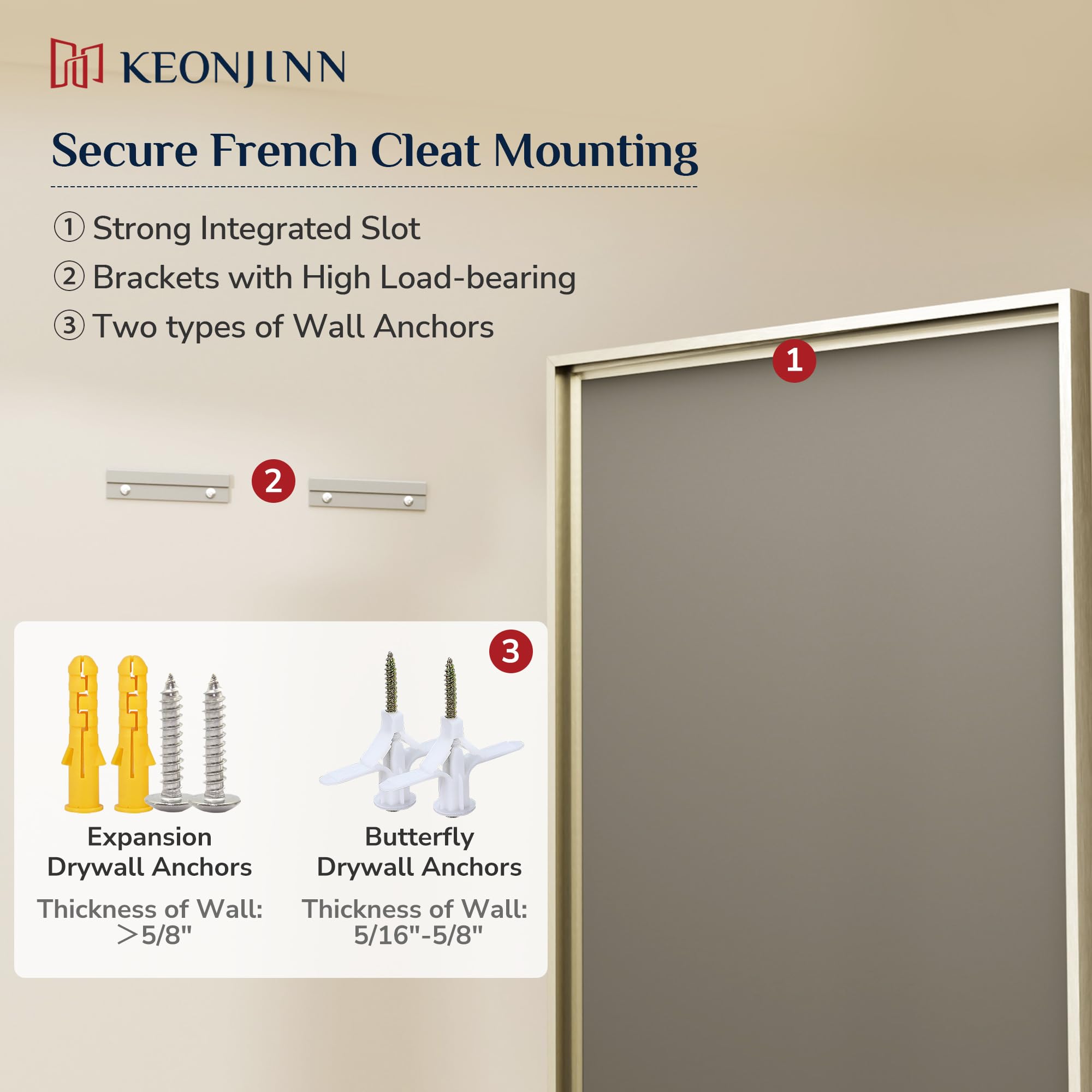 Keonjinn mirror can be hung vertically or horizontally to suit walls