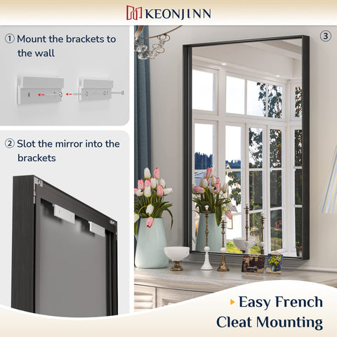 Keonjinn modern farmhouse bathroom mirror enhances vanity with timeless appeal