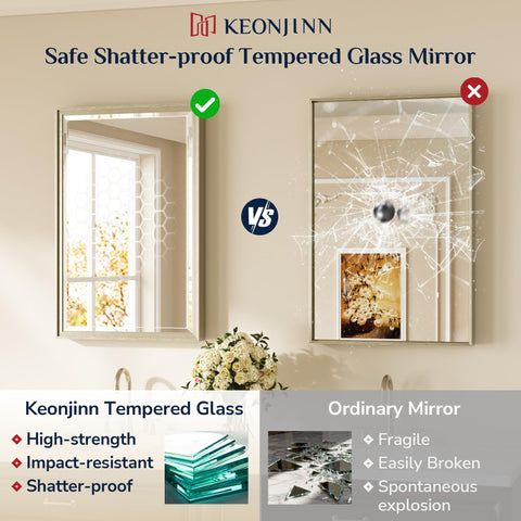 Keonjinn rectangular vanity wall mirror fits bathroom and entryways