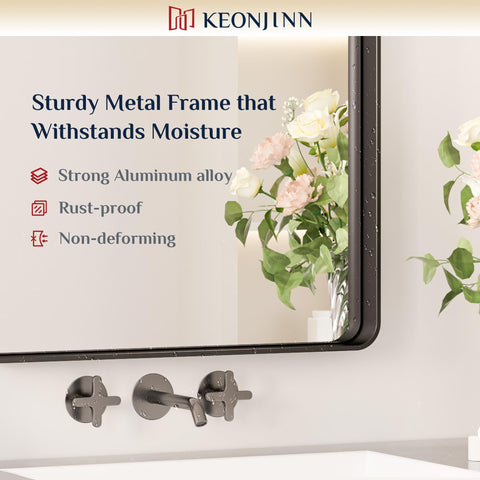 Keonjinn seamless-frame mirror sits close to wall for a clean look.