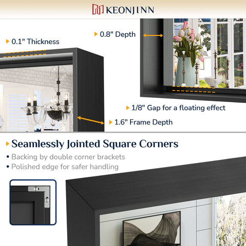 Keonjinn square corner rectangle mirror for a contemporary aesthetic