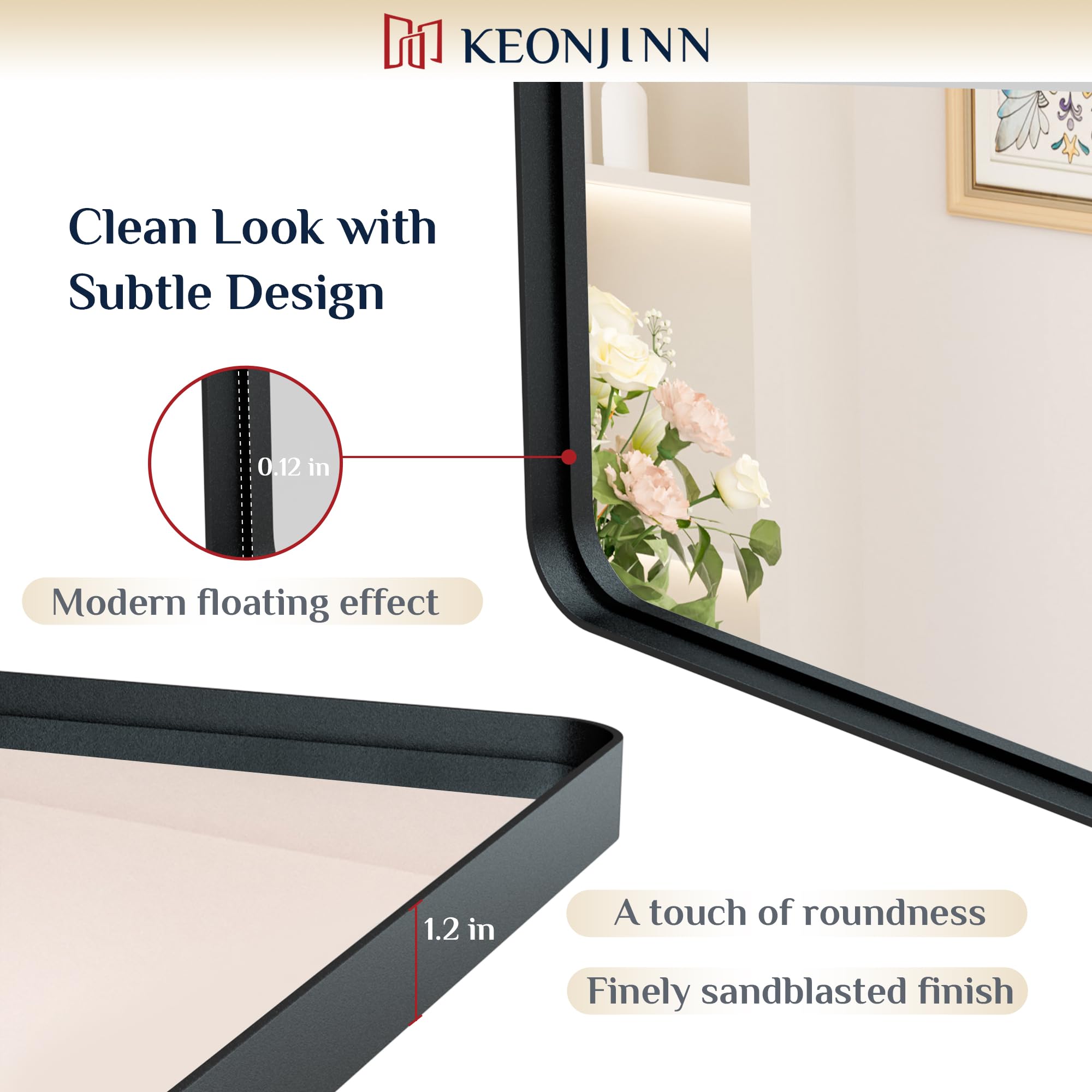 Keonjinn tempered glass 4mm crystal-clear mirror for precise grooming.