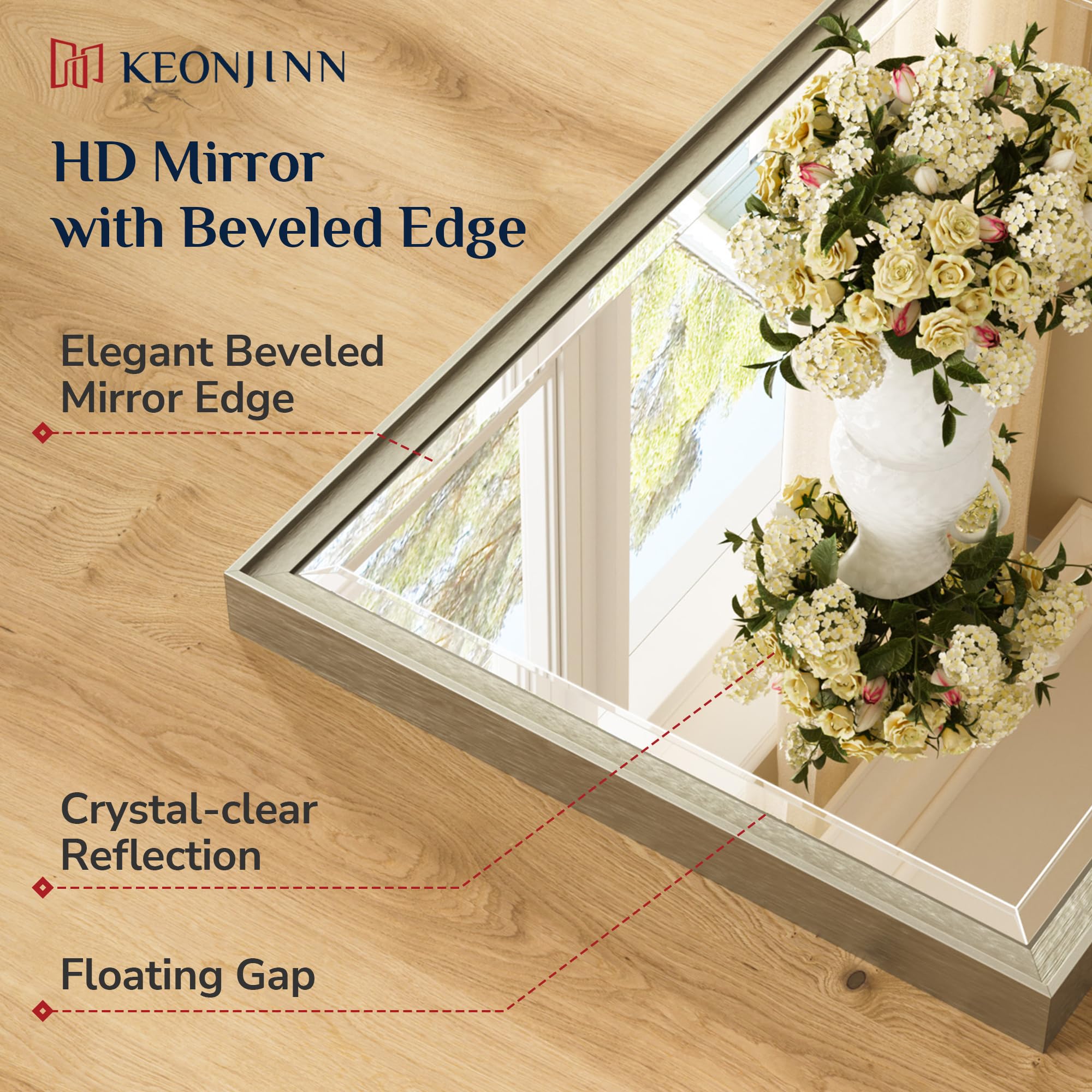 Keonjinn tempered glass with beveled edge for distortion-free grooming