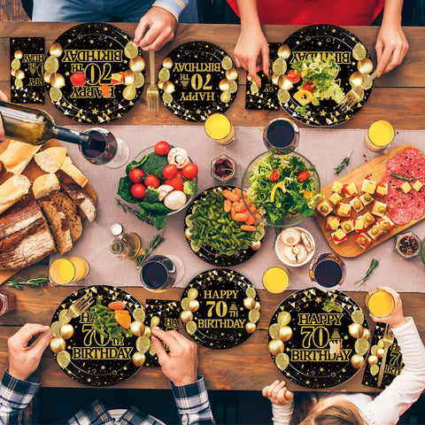 Kepeel 70th birthday set coordinates with Back in 1956 decorations for a cohesive party look.