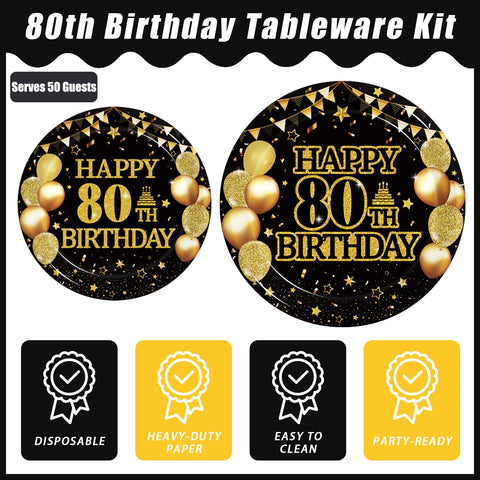 Kepeel 80th birthday napkins 50 for neat, mess-free dining