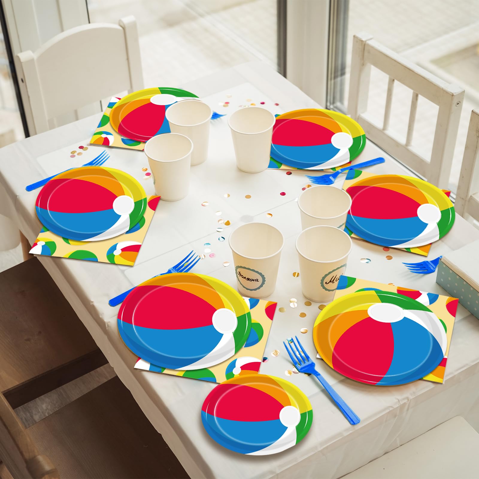 Kepeel beach-ball-design plates creating a playful summer vibe