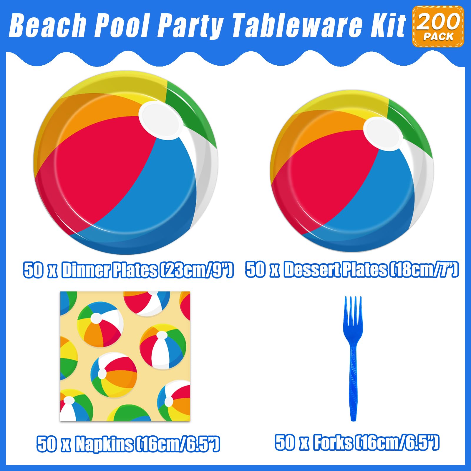 Kepeel summer pool party dessert plates in vibrant colors for treats