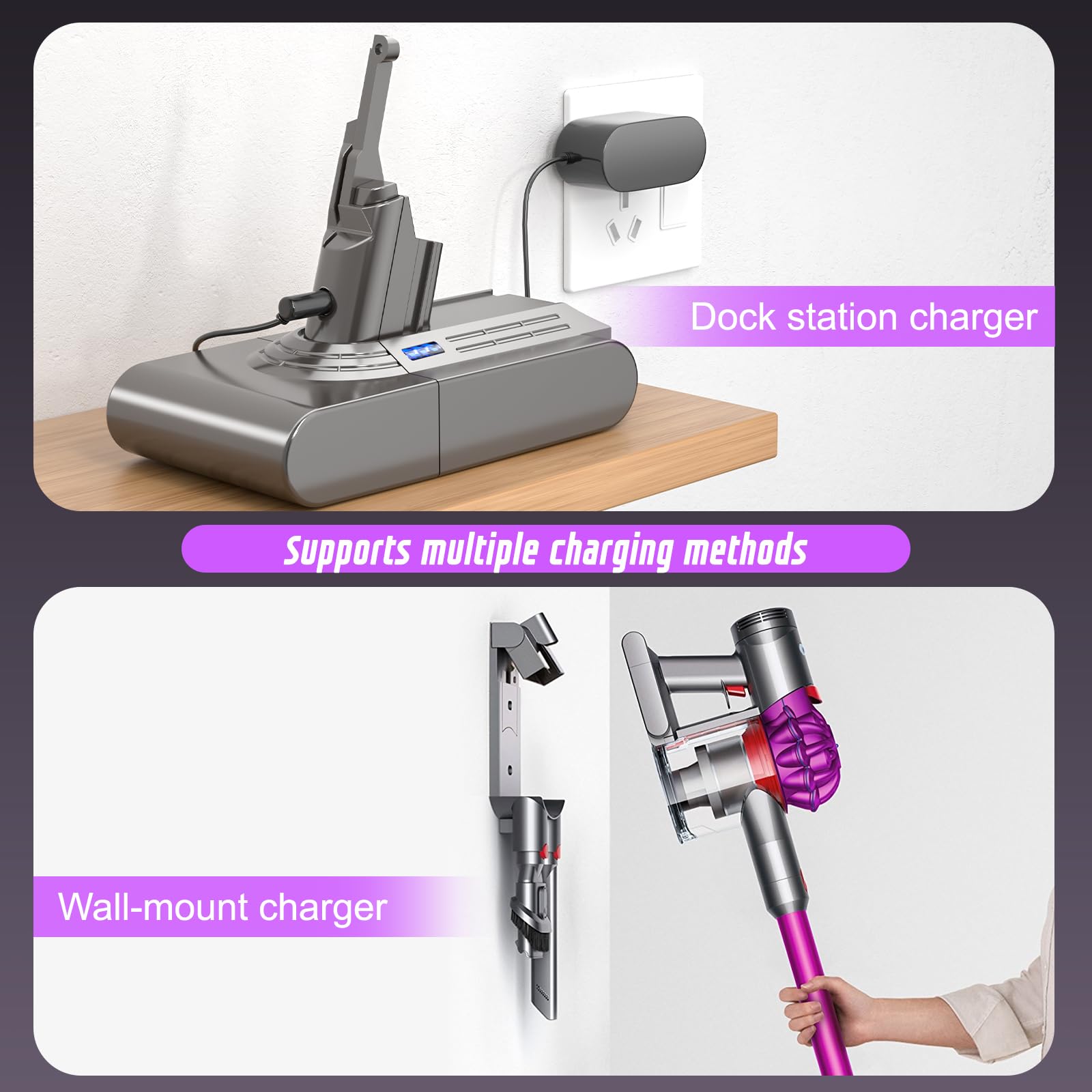 Kepism Dyson V8 battery compatible with original charger