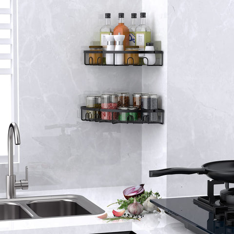 Kerisgo black finish complements modern bathroom hardware.