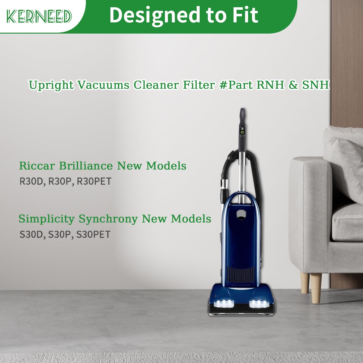 Kerneed 8-pack R30P HEPA bag for Riccar Brilliance reduces release of fine particles