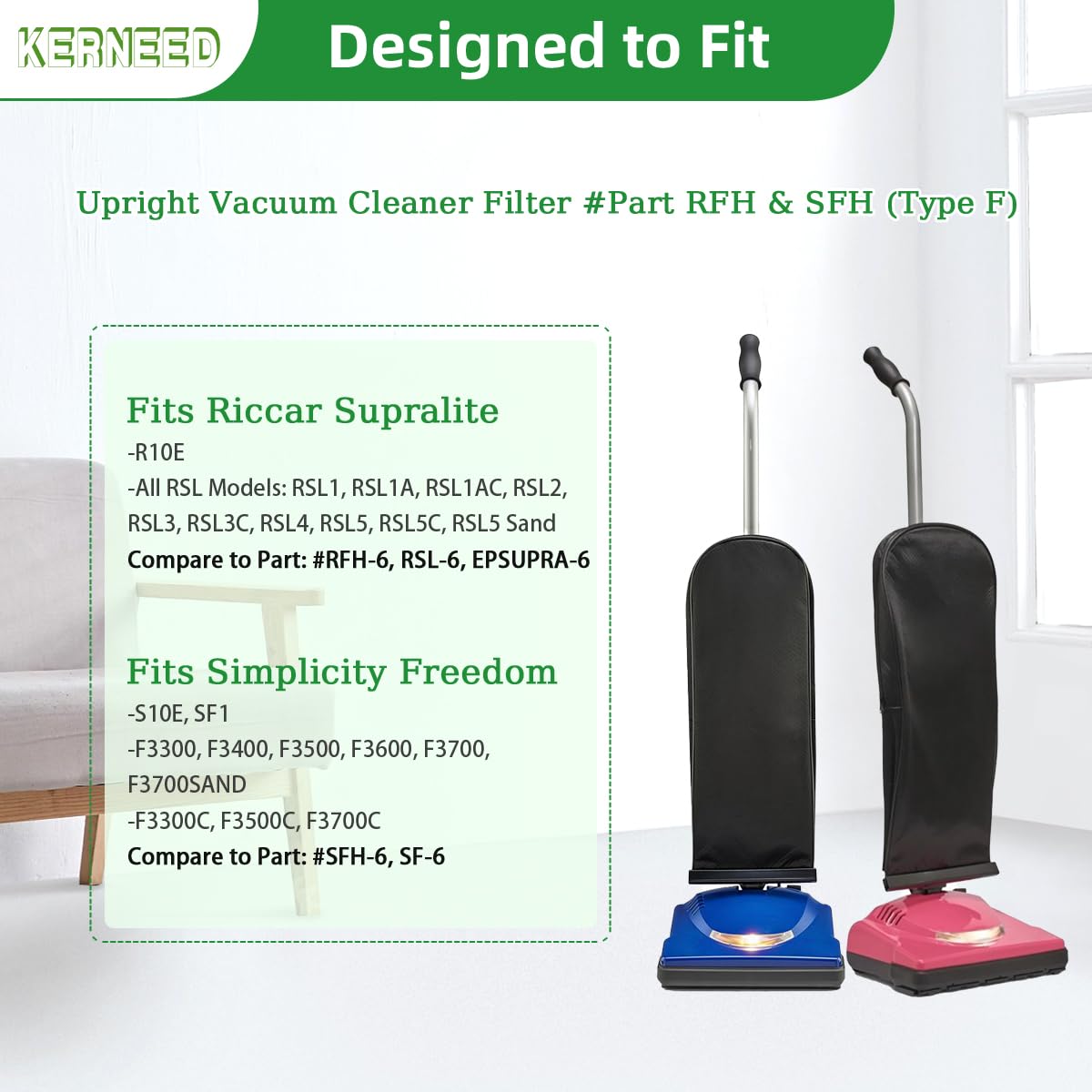 Kerneed Type F bags with double-pleated inner lining for durability.
