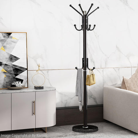 Kertnic coat rack with 11 hooks maximizes small spaces for coats and bags.