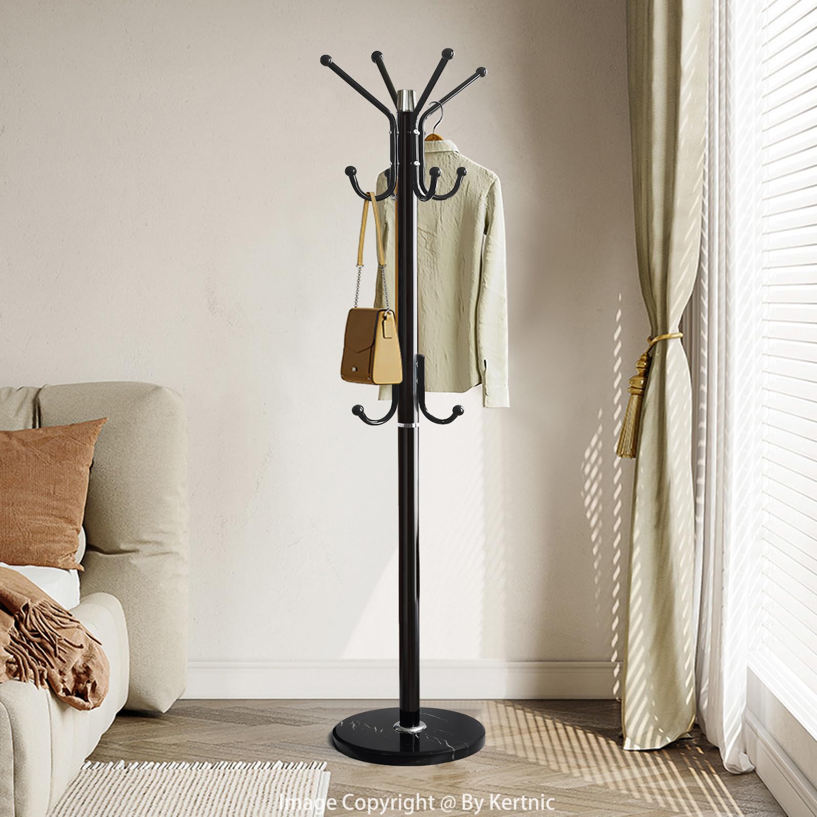 Kertnic black-finish coat rack complements modern interiors with a subtle, stylish presence.