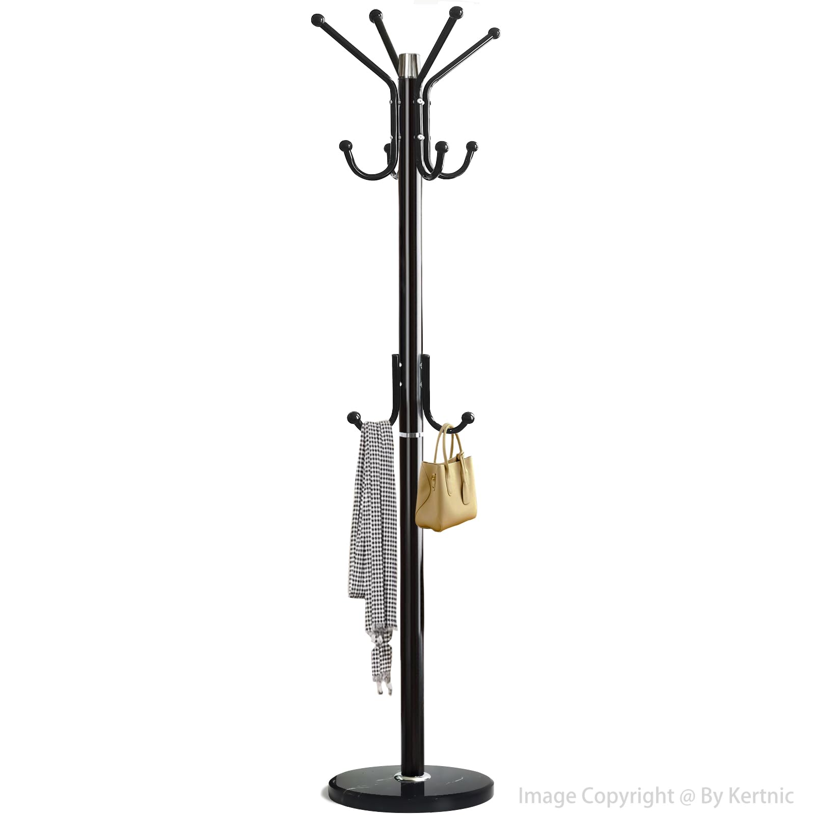 Kertnic coat rack provides versatile storage for coats, bags, and accessories.