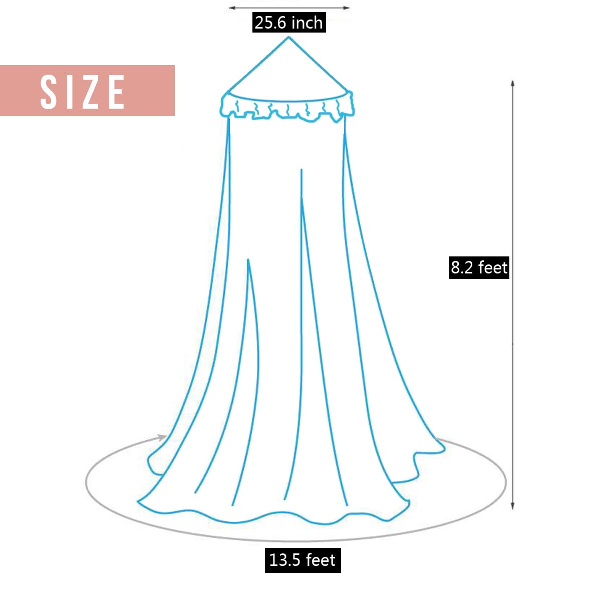 Kertnic Decor Canopy universal size fits cribs and single beds.