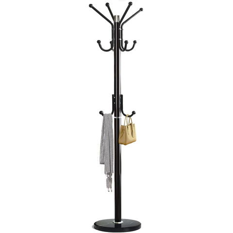 Kertnic Modern Coat Rack free-standing with marble base holds jackets securely in the entryway.