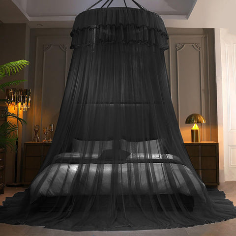Kertnic princess mosquito-net bed canopy in white offers a dreamy, airy canopy.