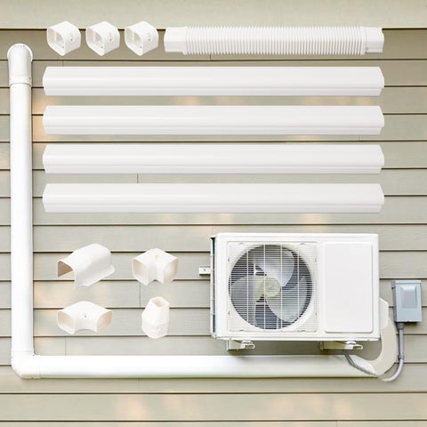 Kerykwan line cover straight duct 39.3 inches protects outdoor AC pipes and keeps them tidy.