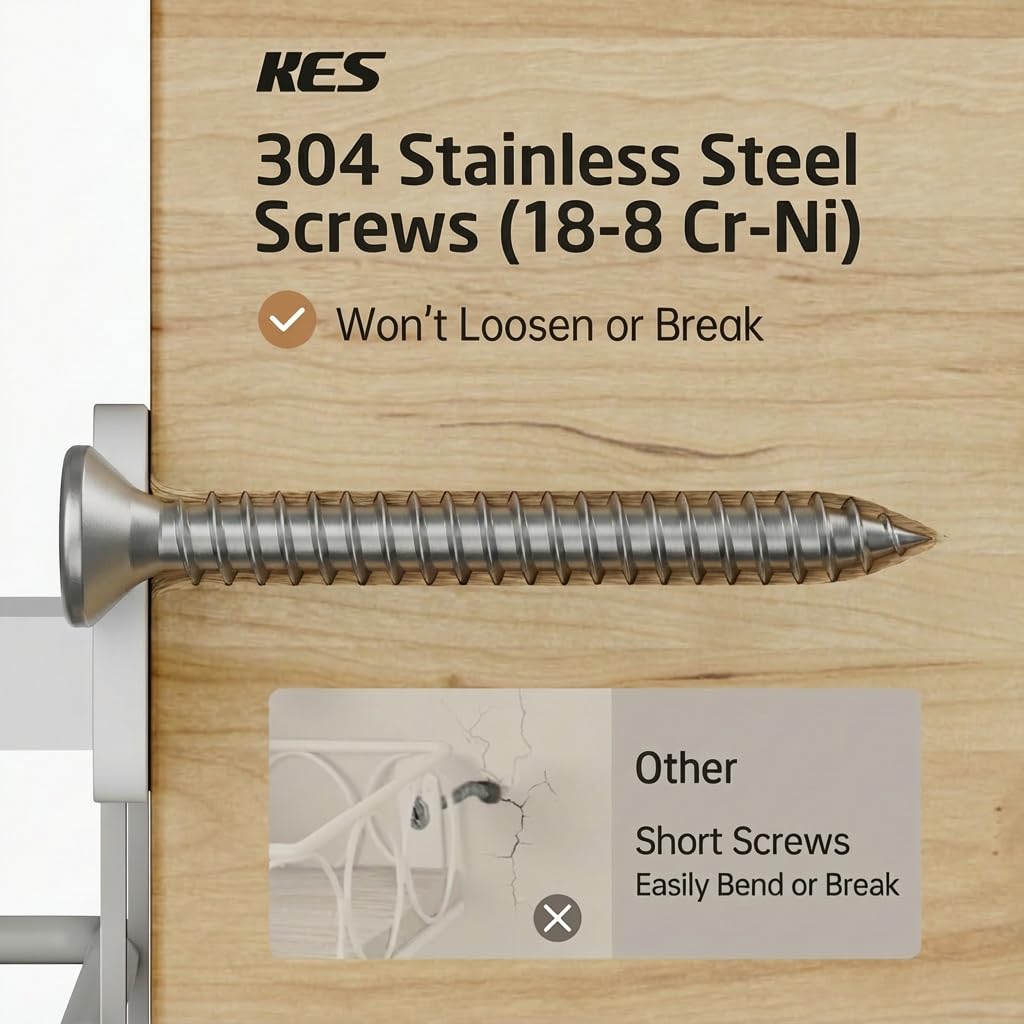 KES 18/8 stainless screws resist bending and rust during installation