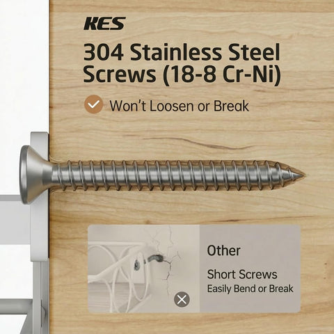 KES 18/8 stainless screws resist bending and rust during installation