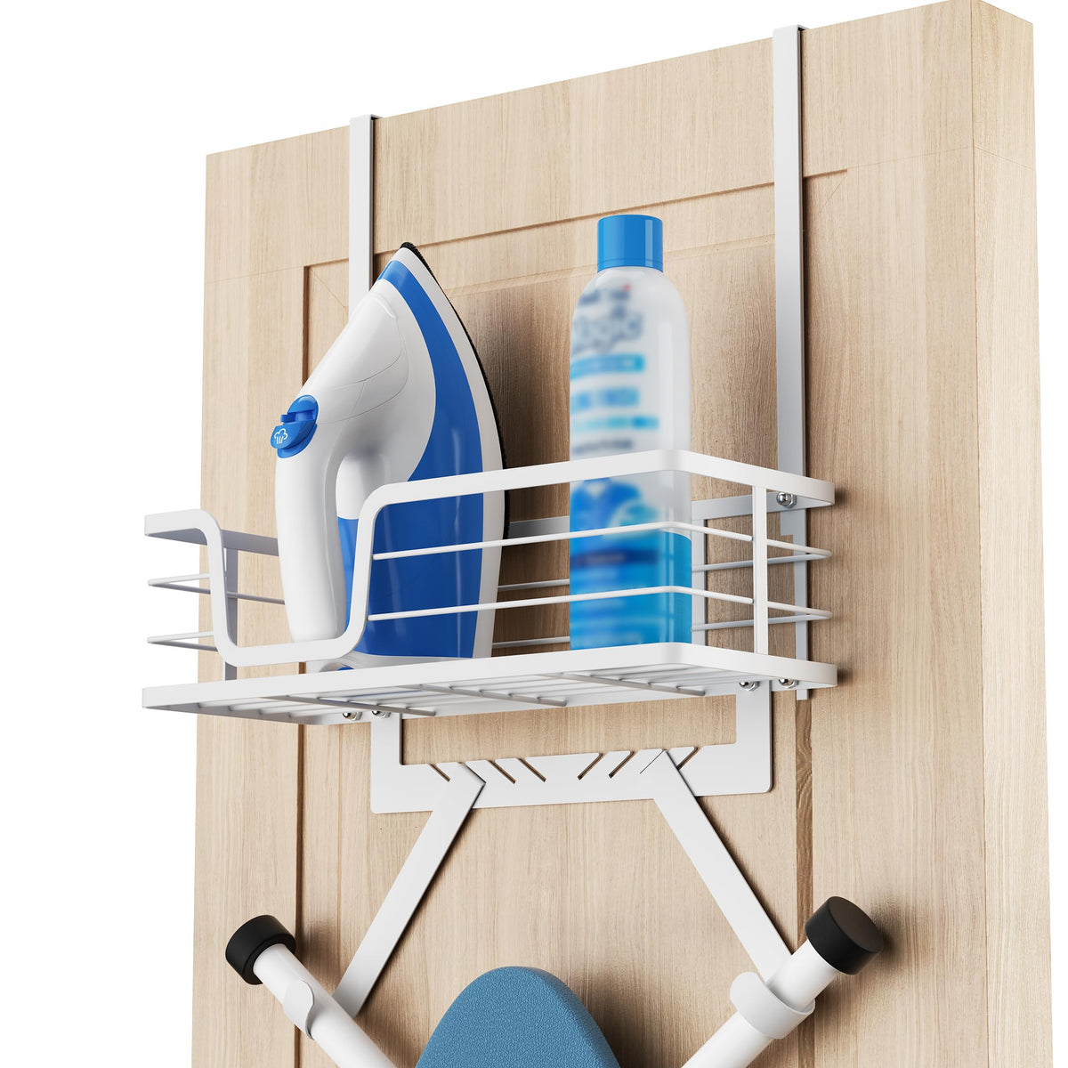 KES Ironing Board Hanger front view highlights sturdy door mount and clean design