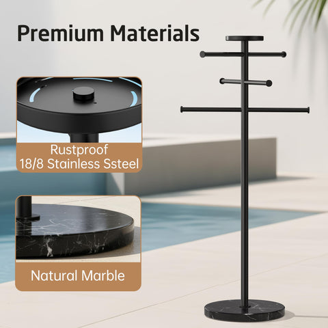 KES outdoor towel rack with matte black arms for convenient drying