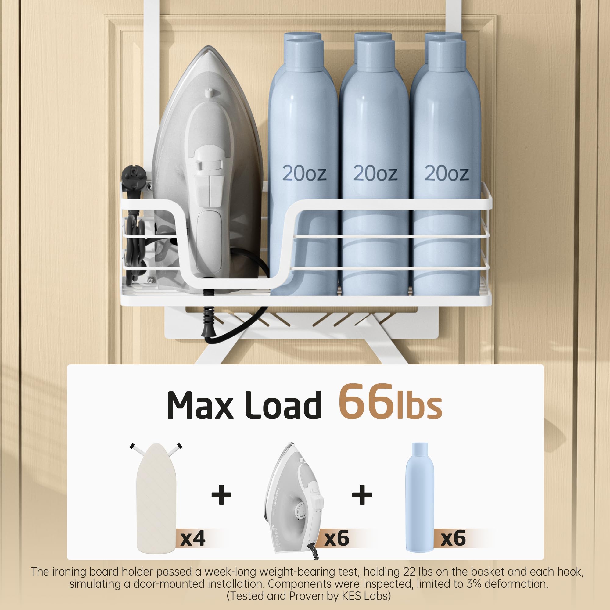 KES over-the-door ironing board holder side view highlighting robust material