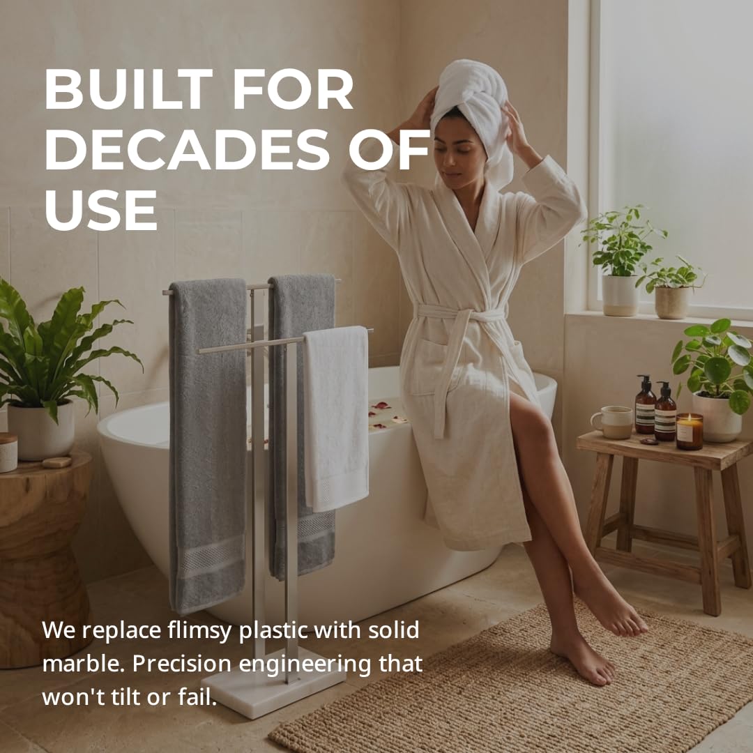 KES pro-grade stainless steel T-bars resist rust for lasting towels.