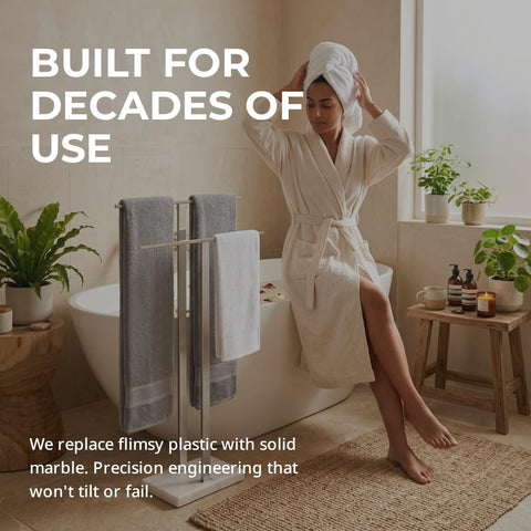 KES pro-grade stainless steel T-bars resist rust for lasting towels.