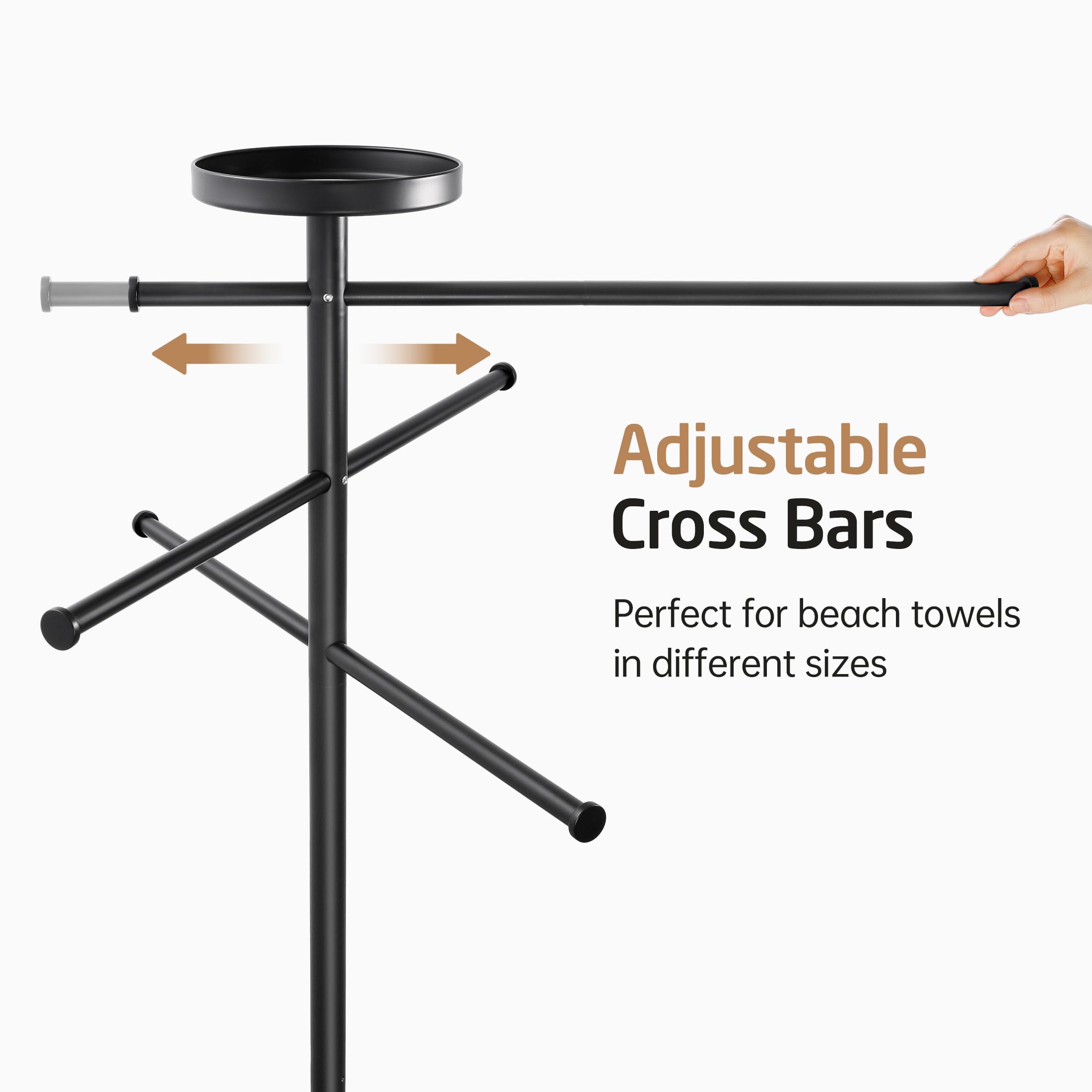 KES outdoor towel rack blends with poolside decor