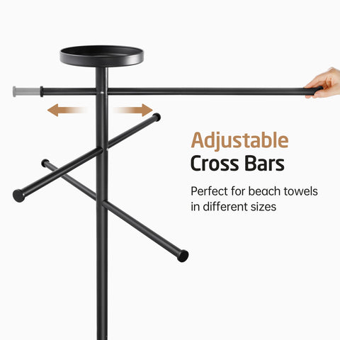 KES outdoor towel rack blends with poolside decor