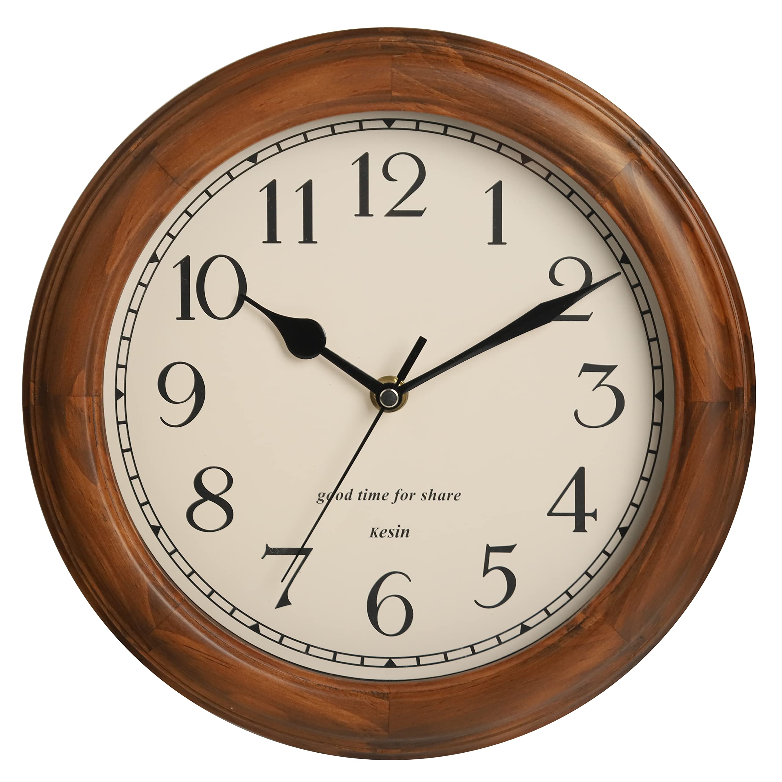 Kesin wooden wall clock frame close-up showing natural pine grain and craftsmanship.