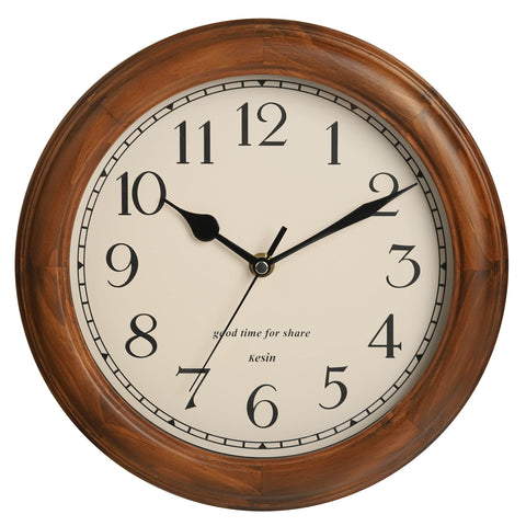 Kesin wooden wall clock frame close-up showing natural pine grain and craftsmanship.
