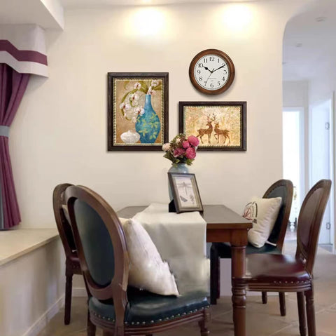 Kesin wooden wall clock placed in kitchen or living room for nostalgic charm.