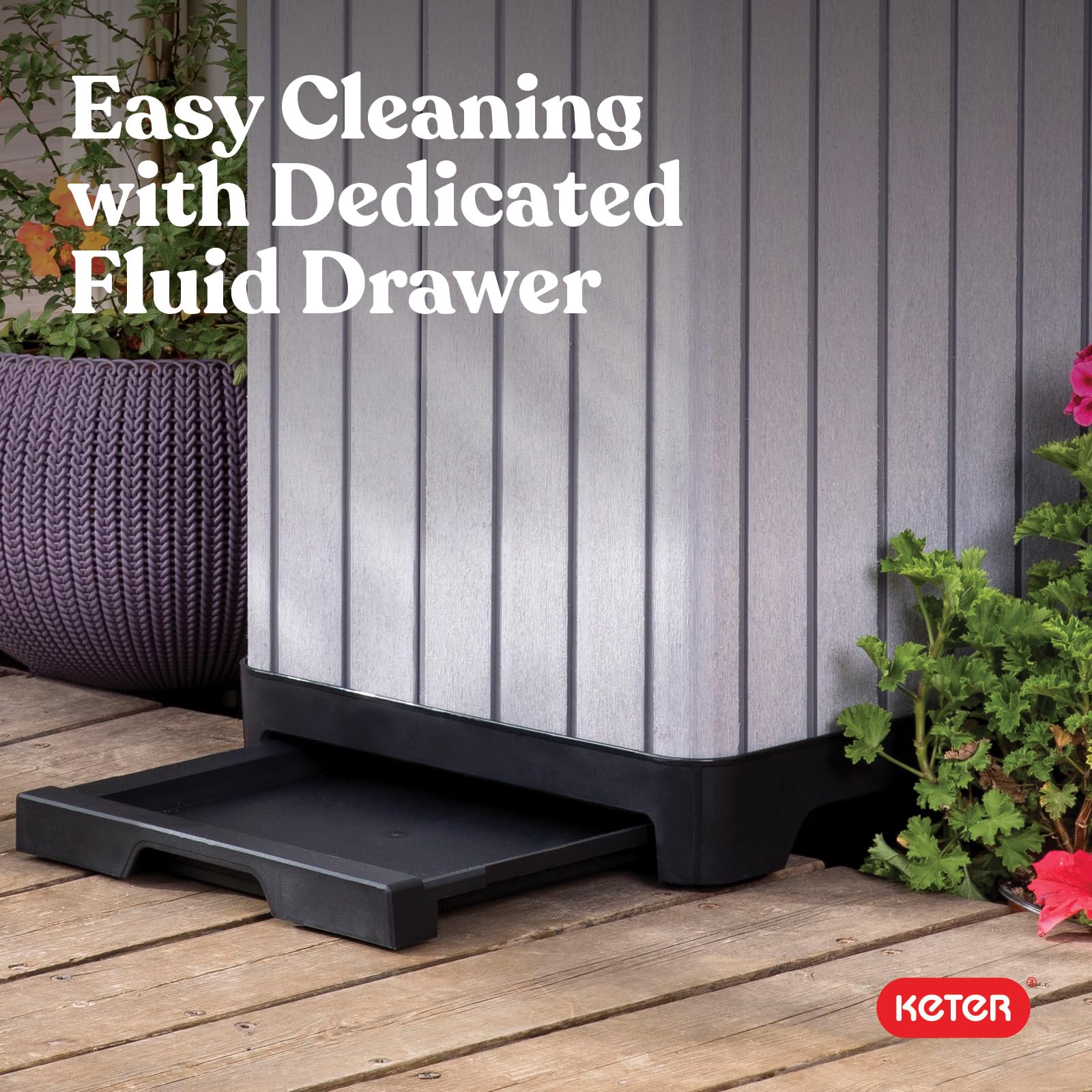Keter Rockford easy clean fluid drawer promotes quick maintenance
