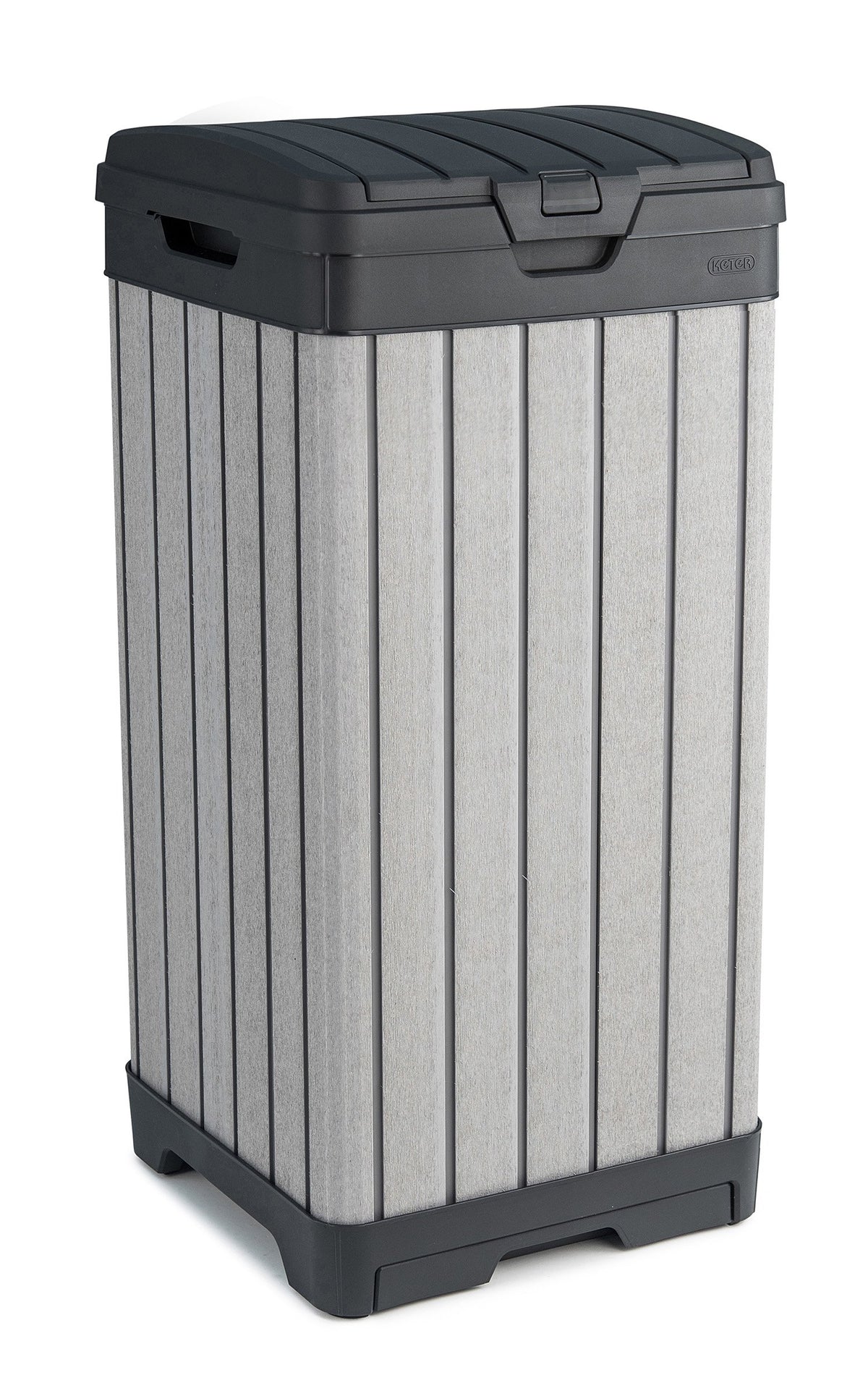 Keter Rockford lid closed showing secure double lid for neat outdoor look