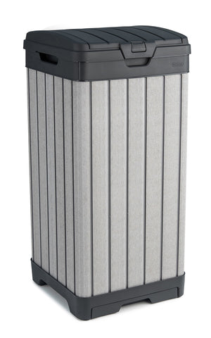 Keter Rockford lid closed showing secure double lid for neat outdoor look
