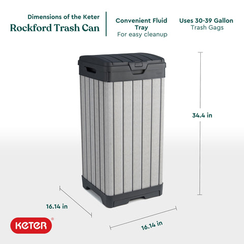 Keter Rockford double enclosure lid conceals bags outdoors