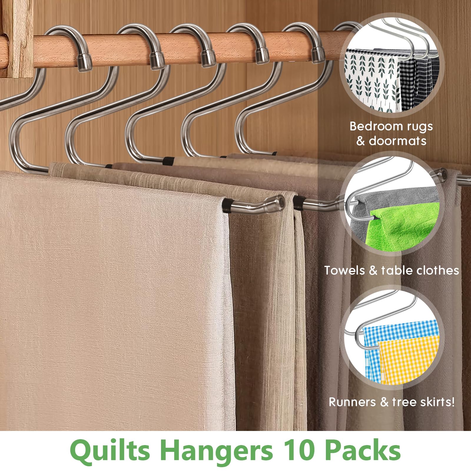Kevenal quilt hangers with nonslip coating keep linens securely in place.