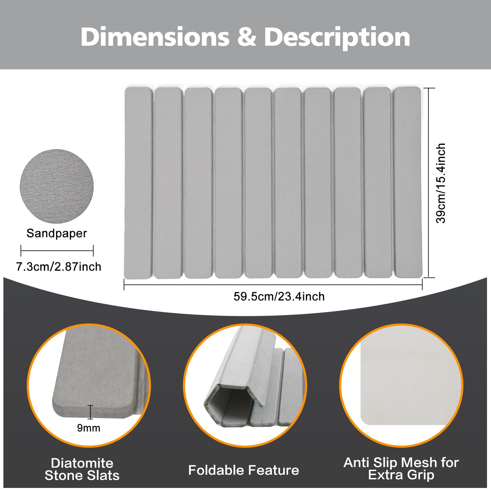 KEYCHAD diatomaceous-earth bath mat emphasizes rapid absorption and quick drying