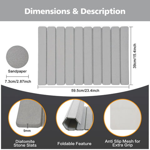 KEYCHAD diatomaceous-earth bath mat emphasizes rapid absorption and quick drying